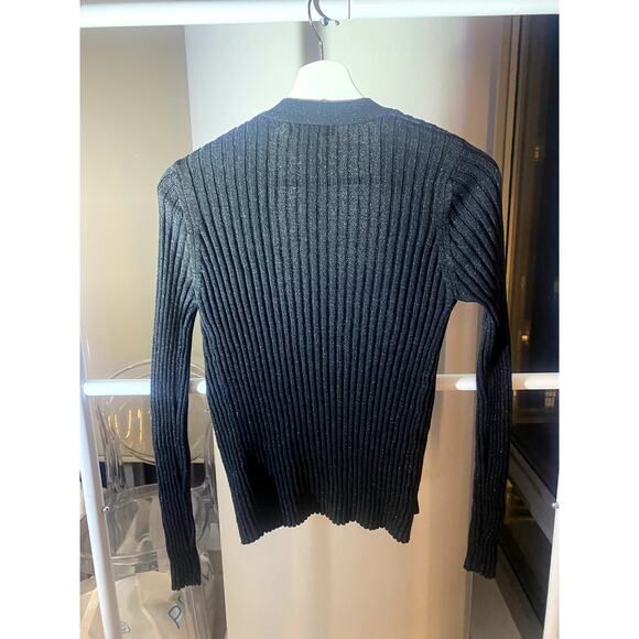 Express Shiny Black Button Up Cartigan - Picture 3 of 3